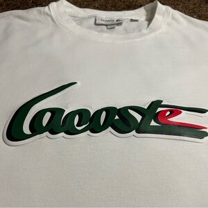 Lacoste Men's 3D Logo Graphic Regular Fit White Short Sleeve T-Shirt XXL